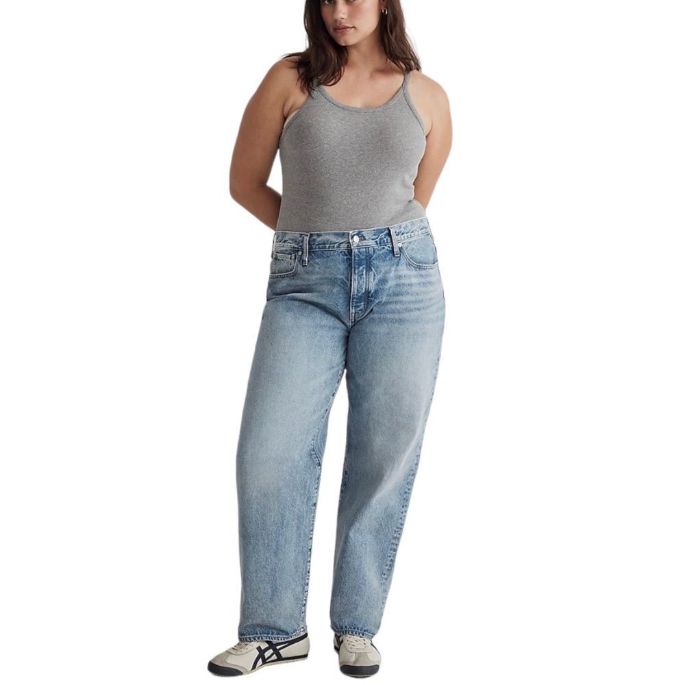 Madewell New! Low-Slung Straight Leg Distressed Jeans in Olvera Wash Button Fly